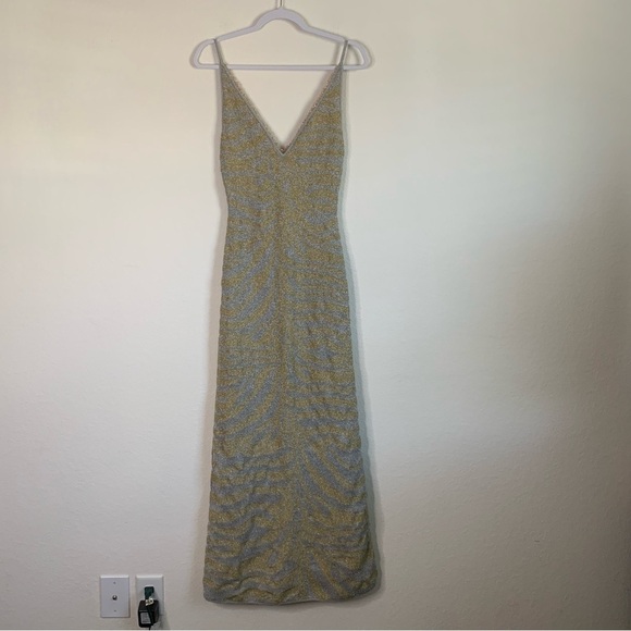 Herve leger Womens metallic zebra print stretch knit gown M - Picture 1 of 14